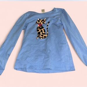 Gymboree Light Blue Long Sleeve Tee with Leopard Cat Design